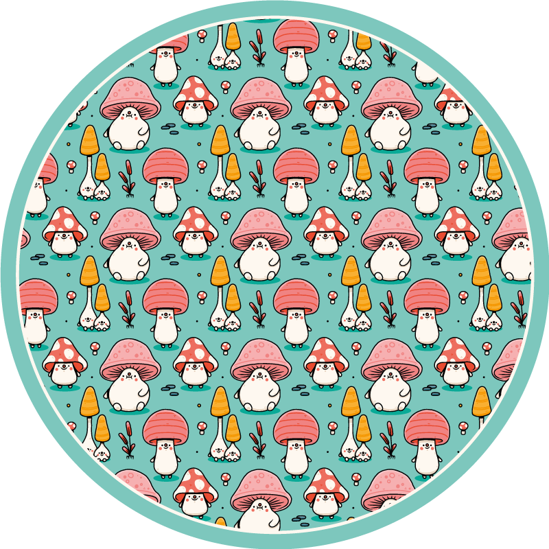 Tapis vinyle nature adorables figurines de champignons - TenStickers