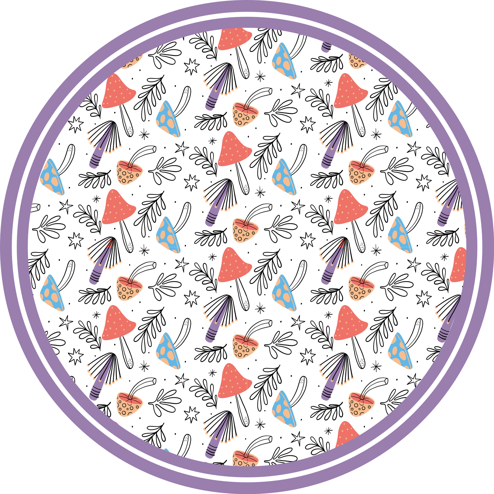 Tapis vinyle nature pousses de champignons colorés - TenStickers