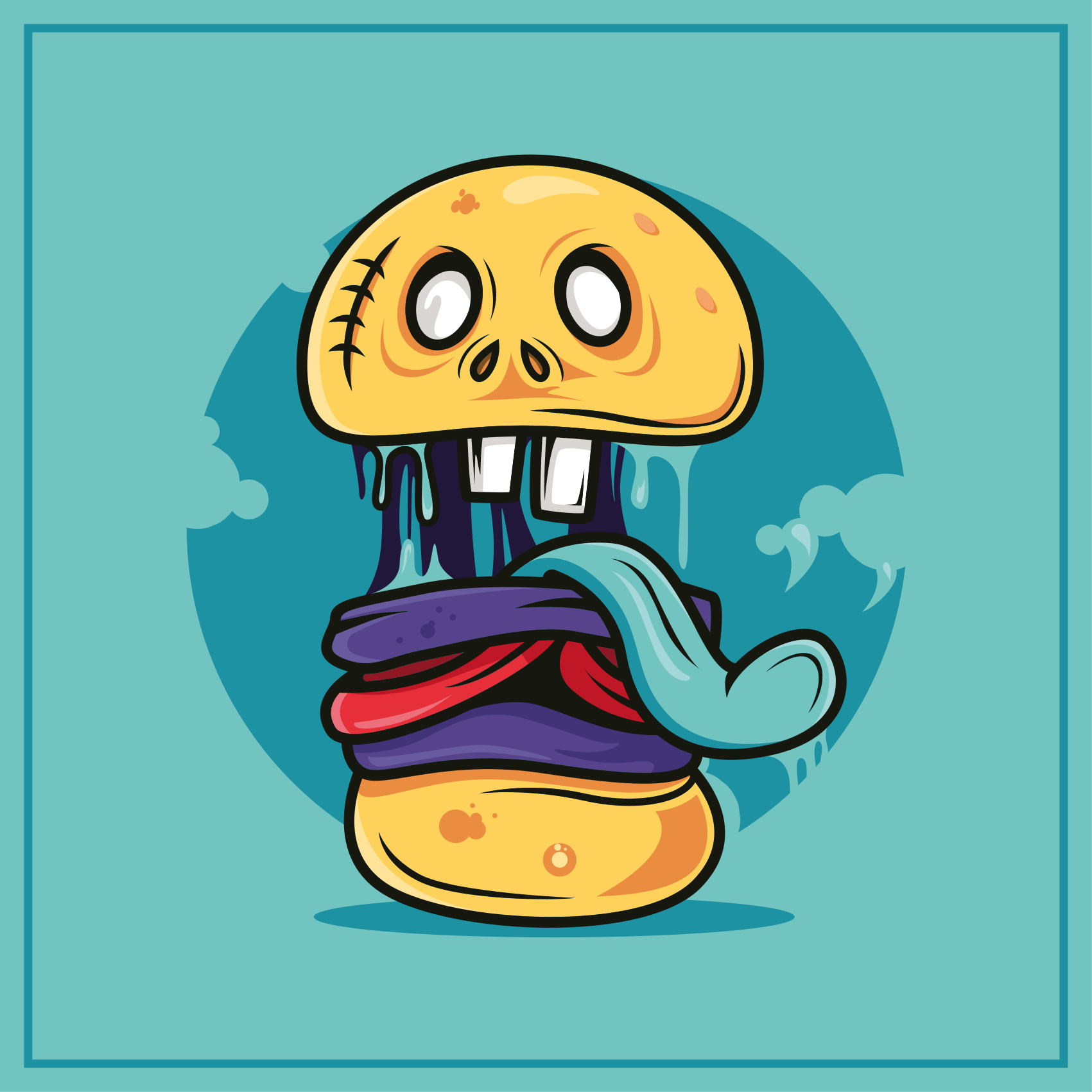 Tapis vinyle moderne Caricature de hamburger zombie - TenStickers