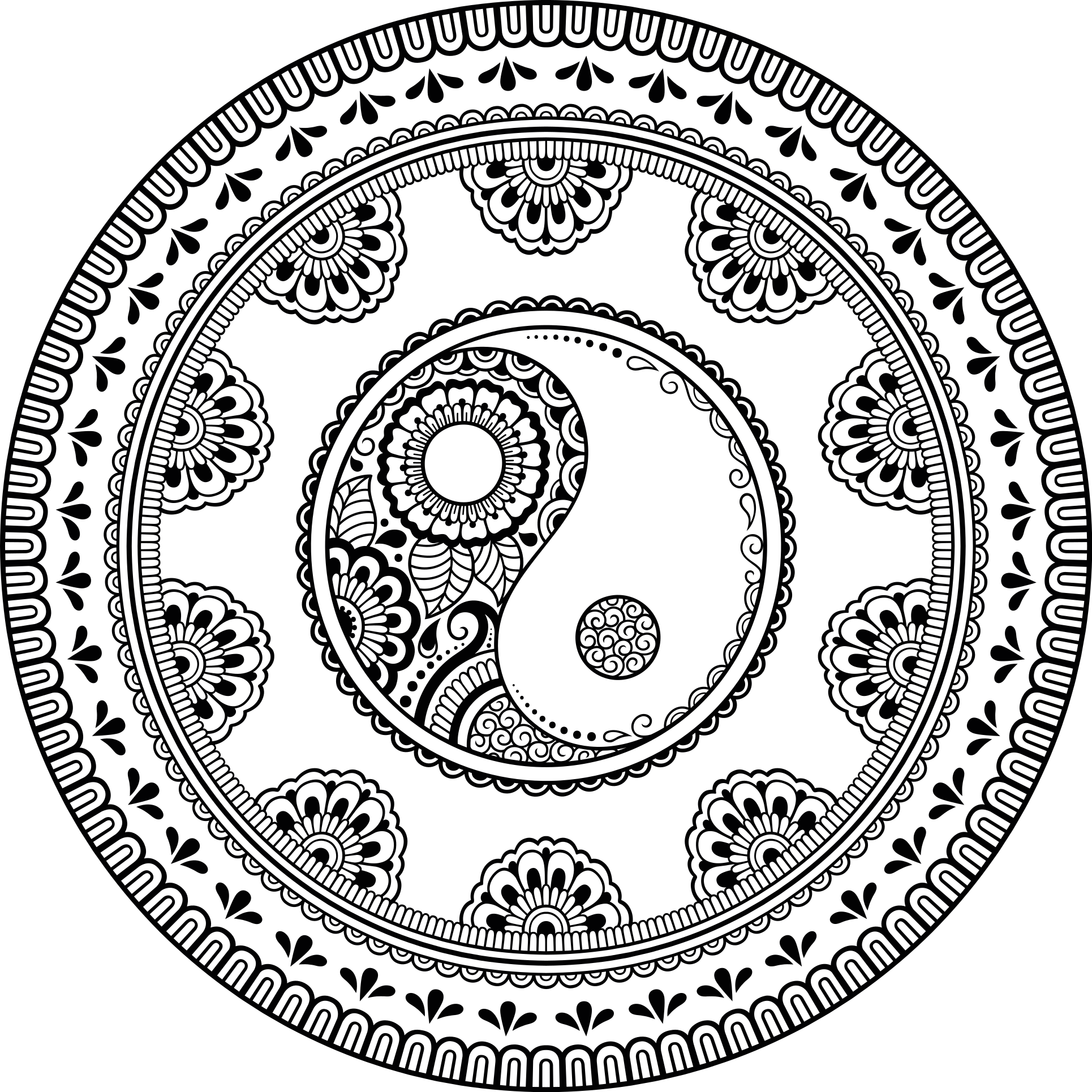 Tapis vinyle Mandala symboles spirituel hindi - TenStickers