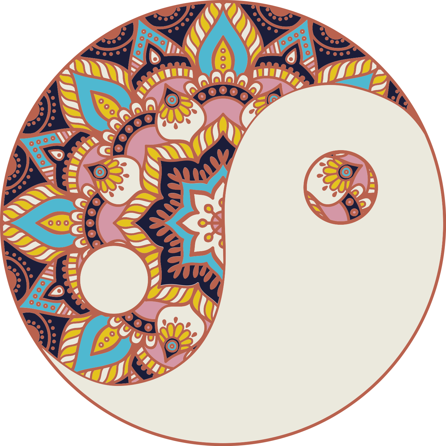 Tapis vinyle mandala Ying et yang colorés avec vinylee mandala - TenStickers