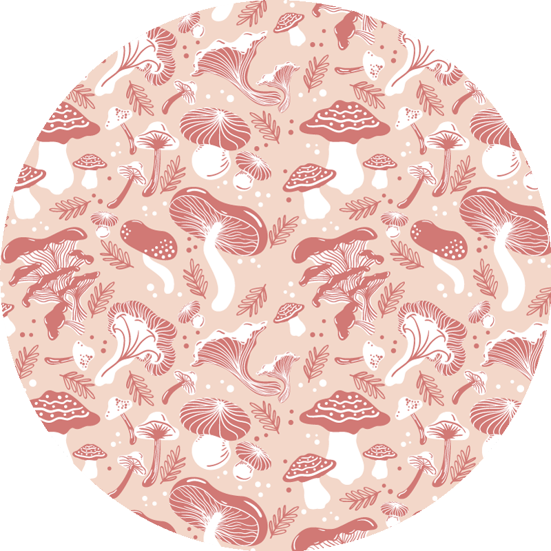 Tapis vinyle rond art botanique des champignons - TenStickers