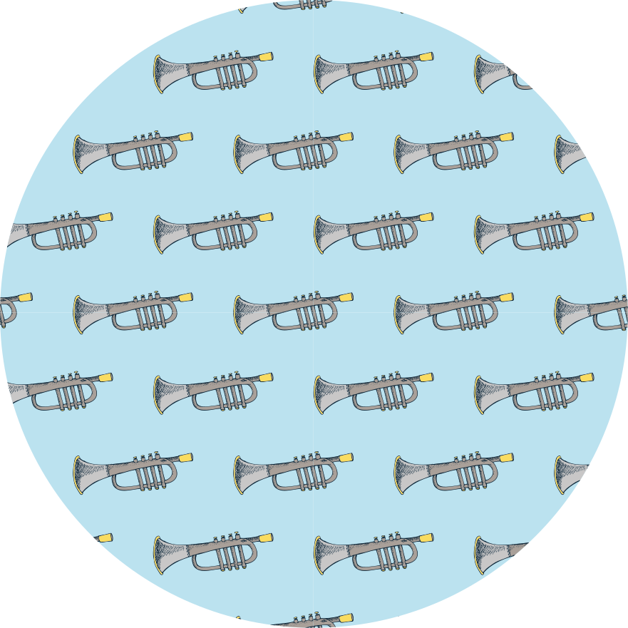 Tapis vinyle rond Fond avec trompette d'instrument de musique - TenStickers