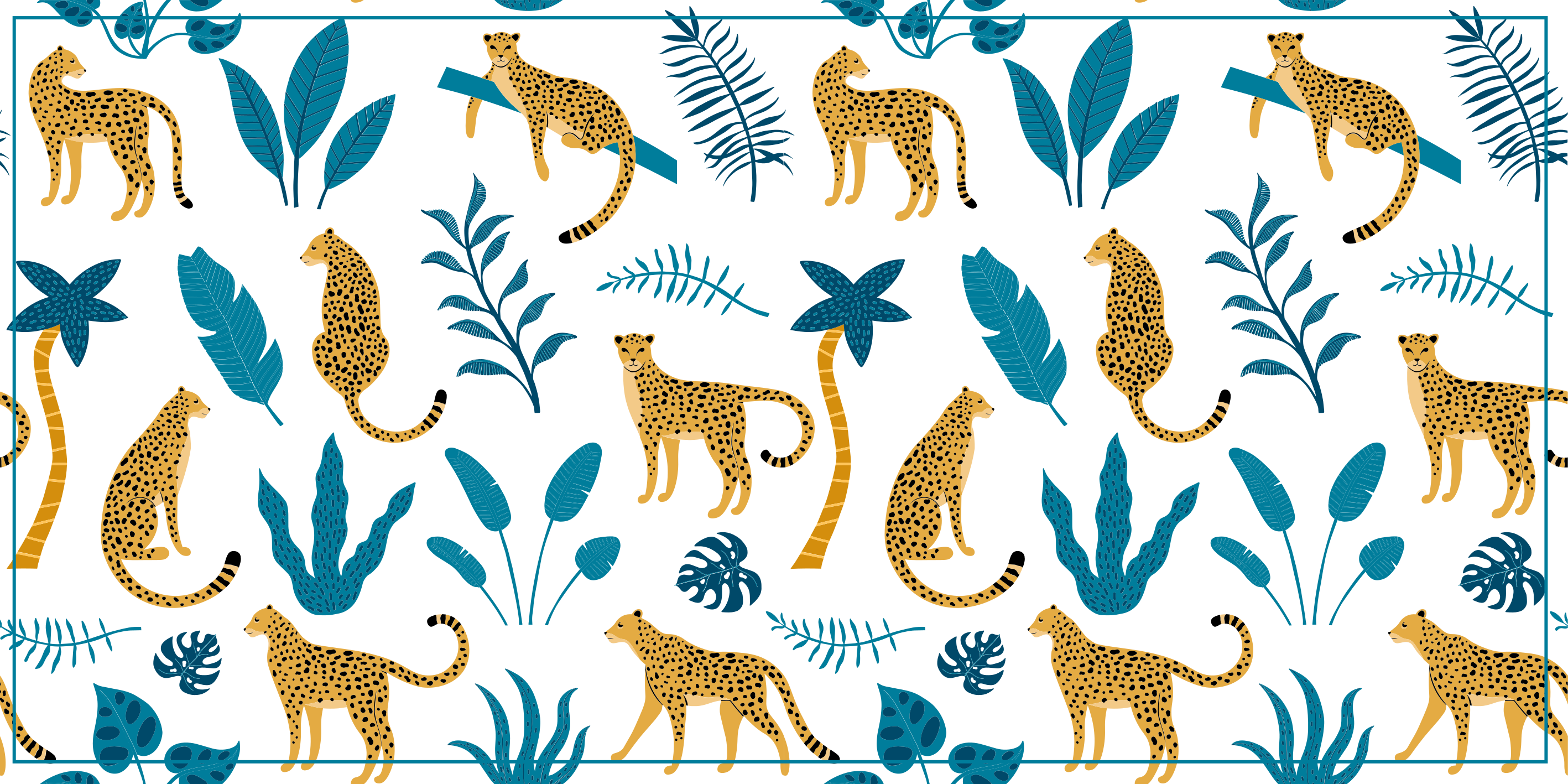 Tapis vinyle bébé motif léopard tropical - TenStickers