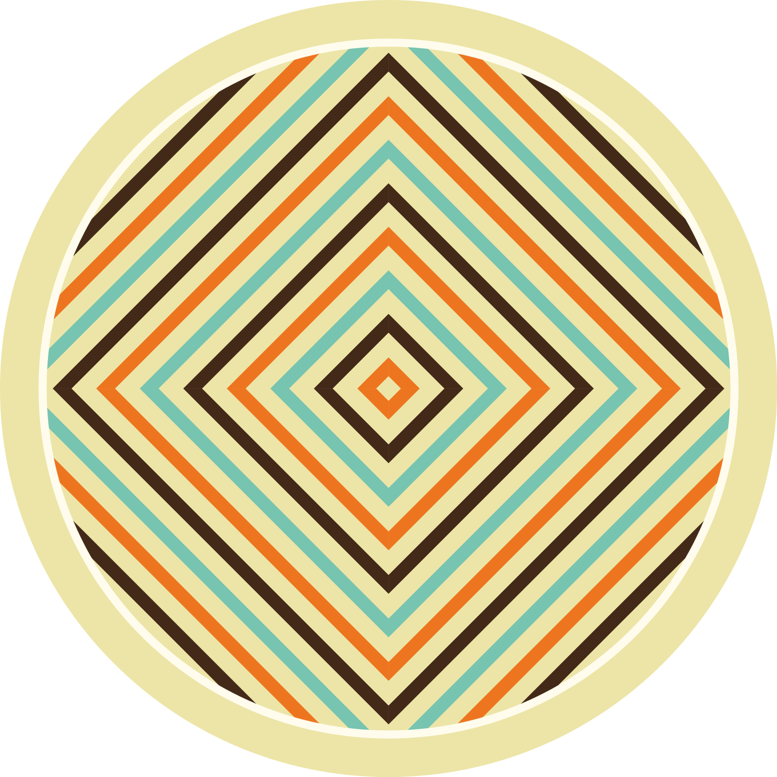 Tapis vinyle rond vinylee vintage orange et bleu - TenStickers