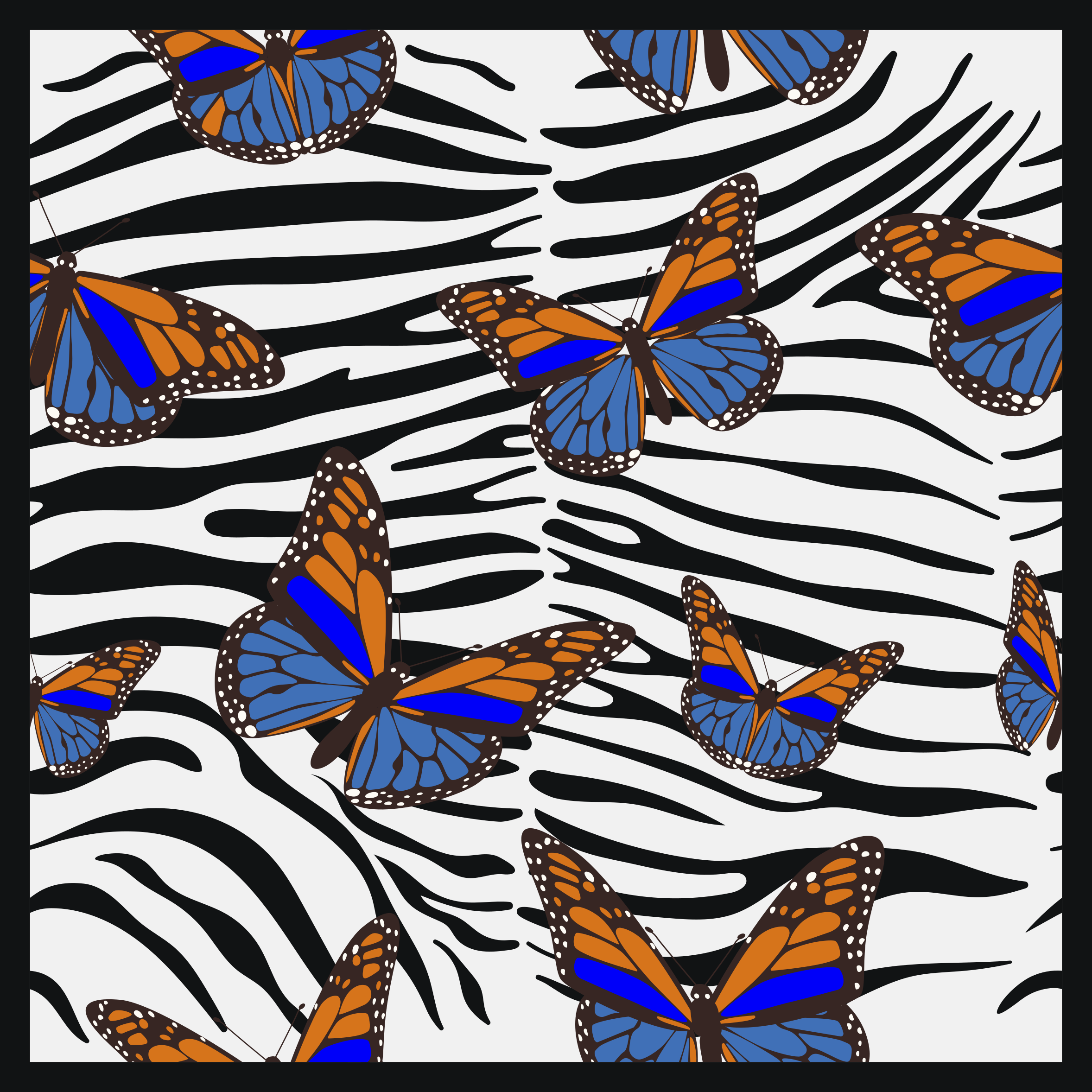 Tapis vinyle motif animal graphisme papillon zèbre - TenStickers