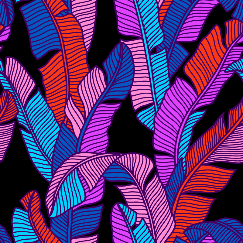 Tapis vinyle plantes motifs de feuilles vibrants - TenStickers