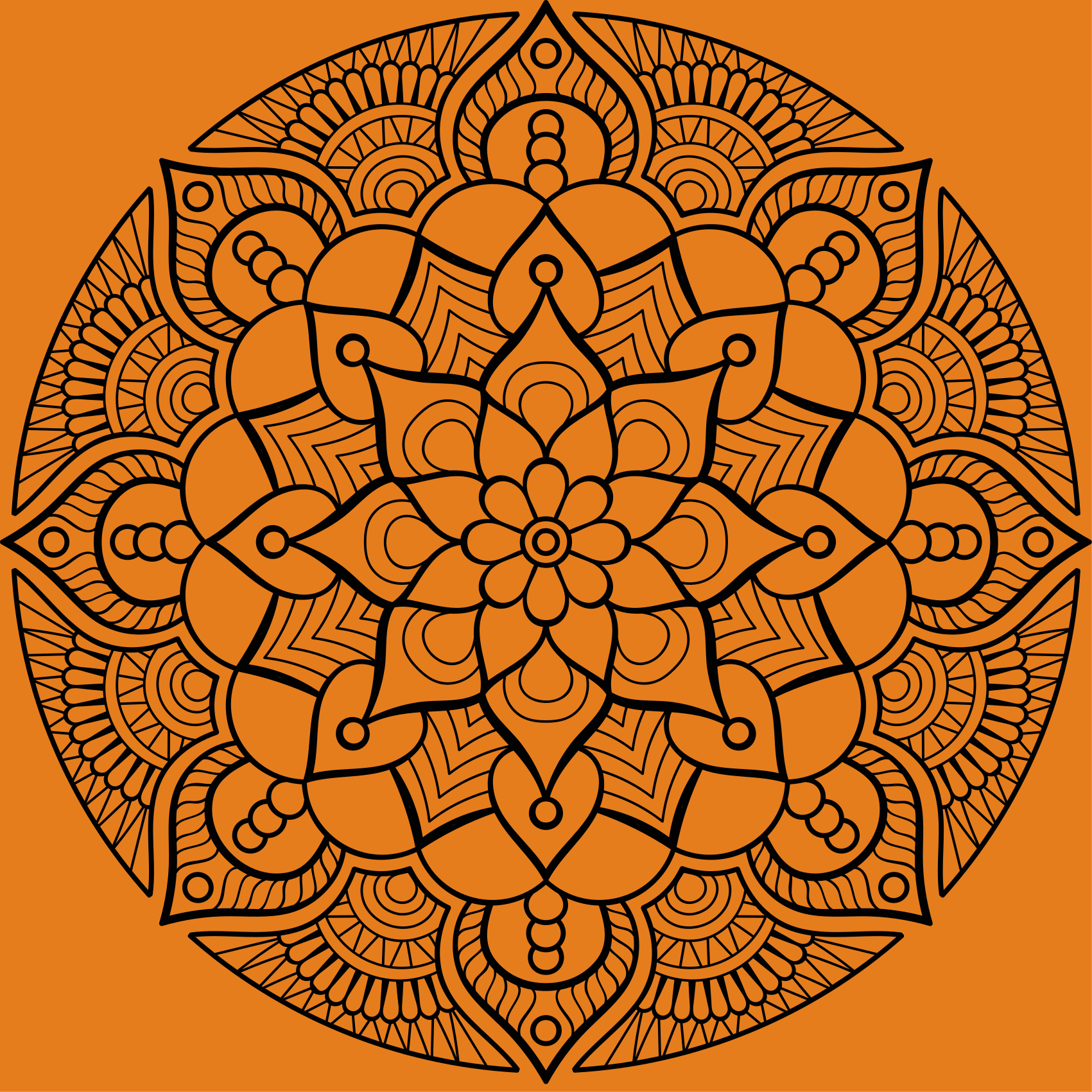 Tapis vinyle mandala motif mandala orange - TenStickers