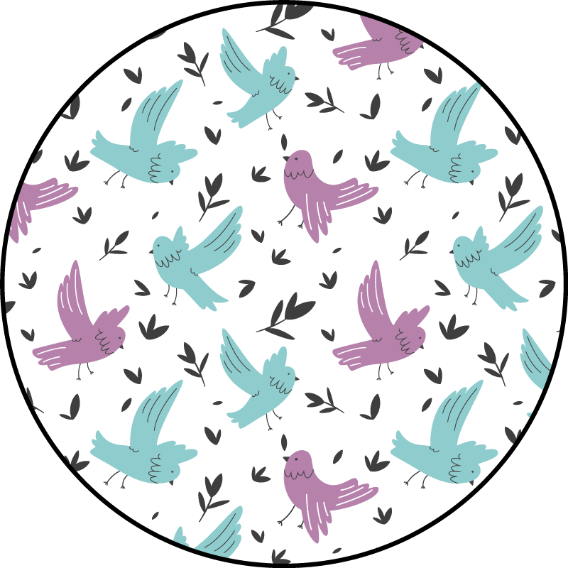 Tapis vinyle nature oiseaux bleus et violets - TenStickers