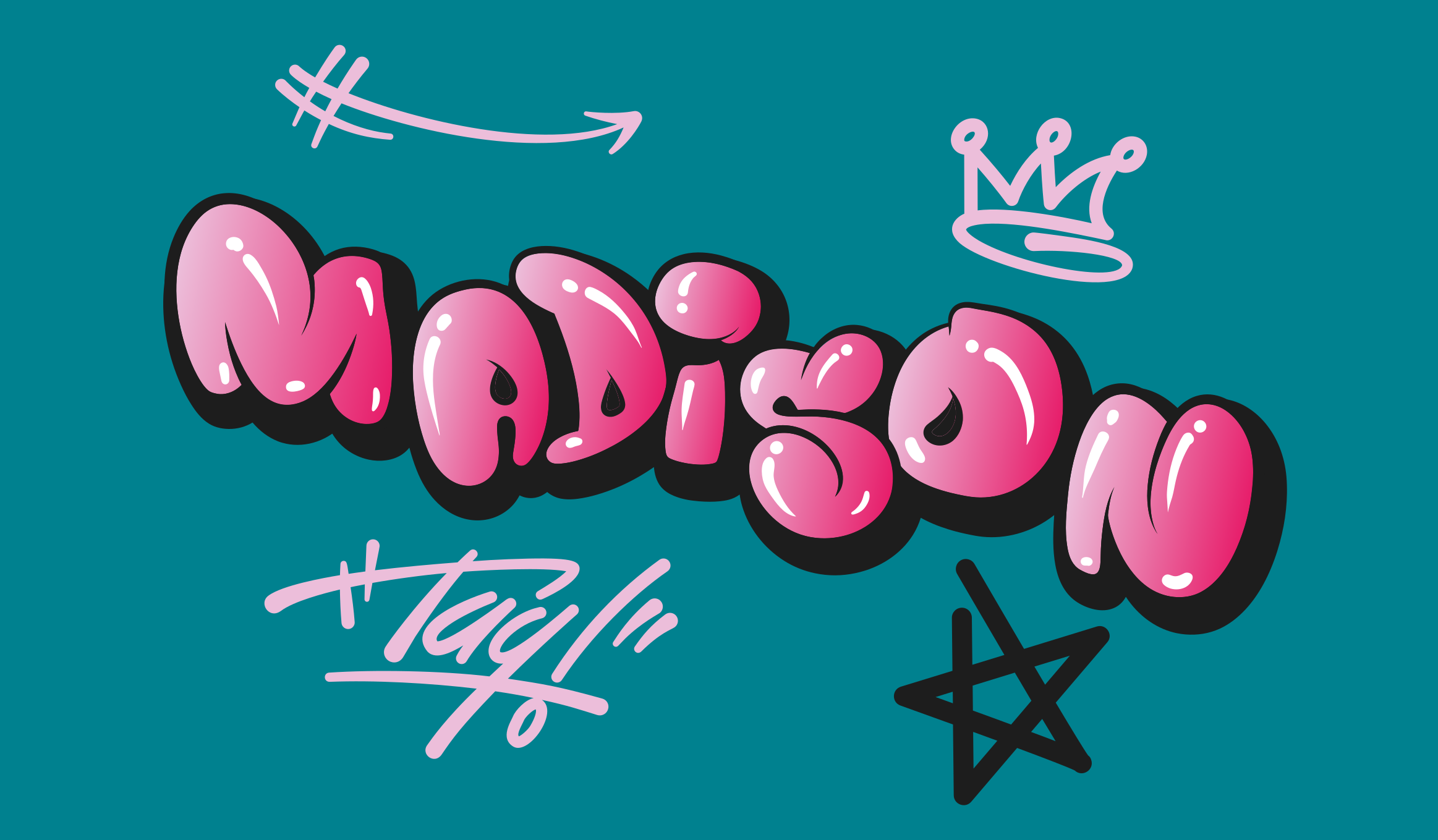 Tapis vinyle ado graffiti rose avec nom - TenStickers