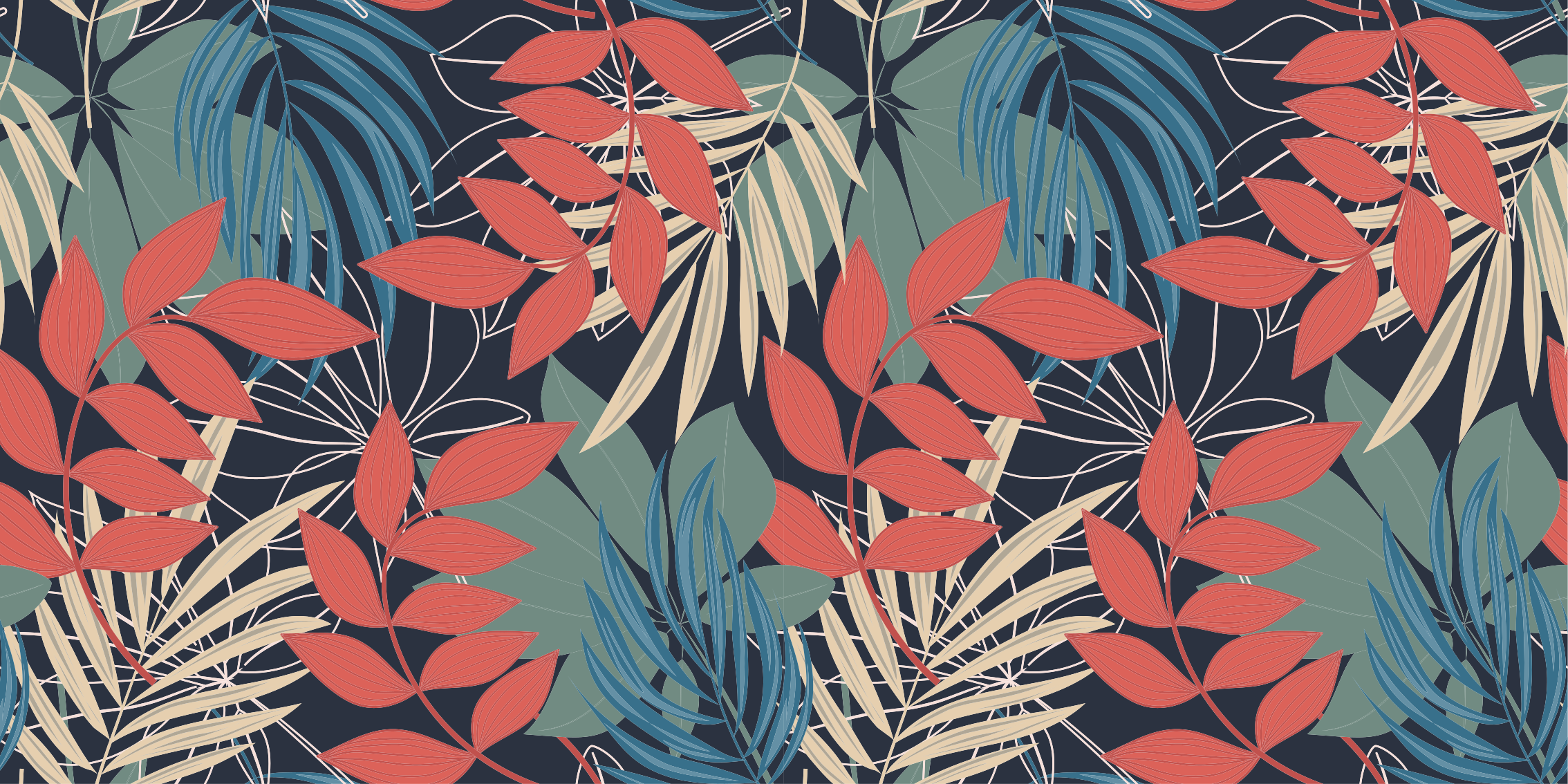 Tapis vinyle plantes motif de feuilles vibrantes - TenStickers