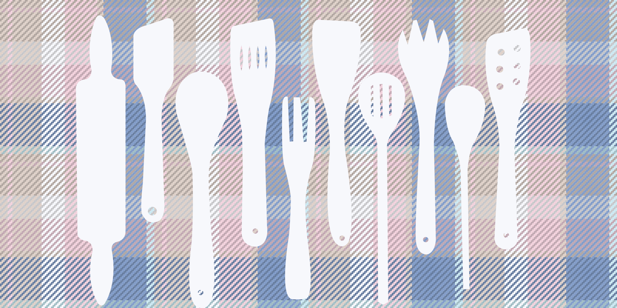 Tapis vinyle cuisine silhouettes d'ustensiles de cuisson - TenStickers
