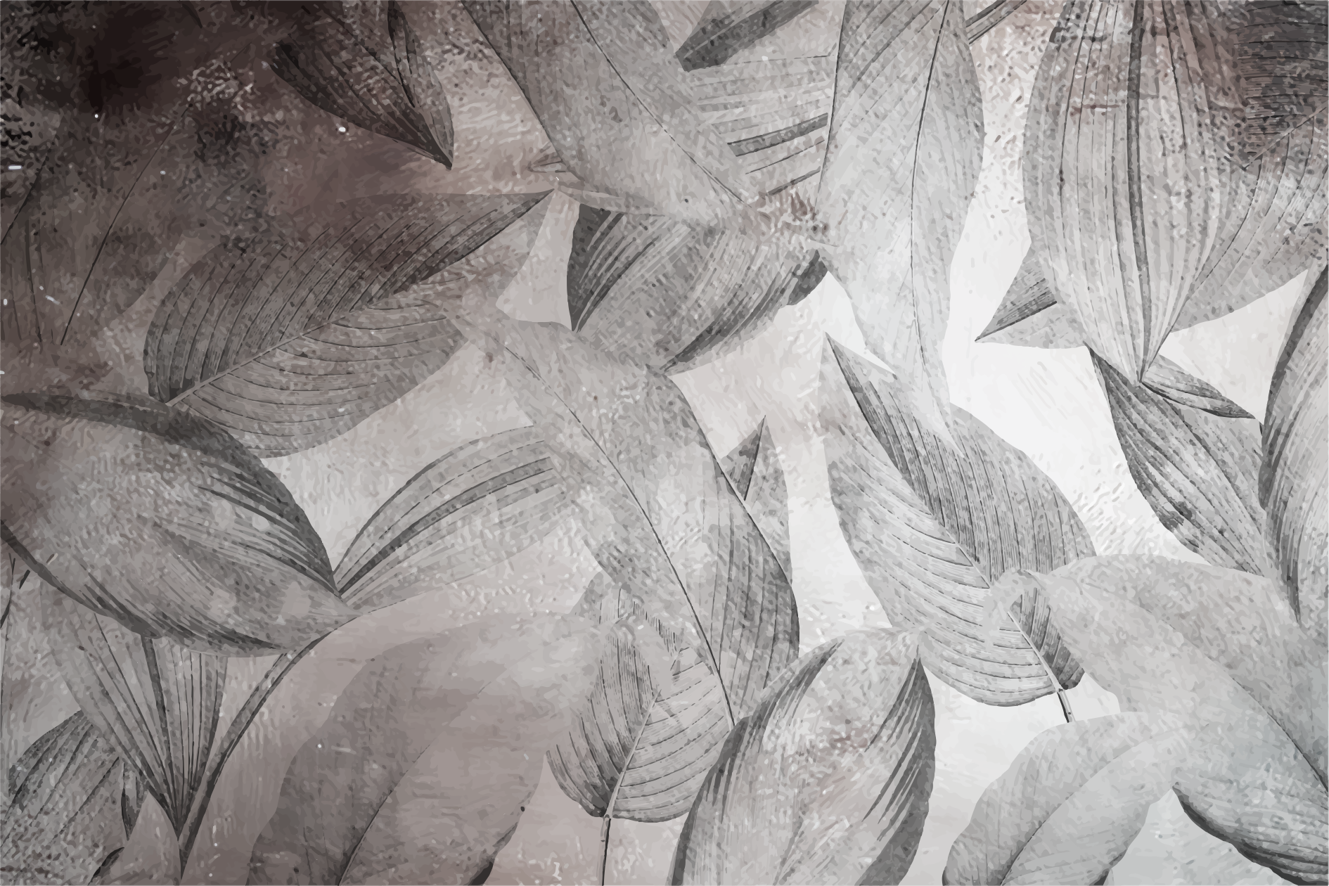 Tapis à fleurs vinyle feuilles tons gris - TenStickers