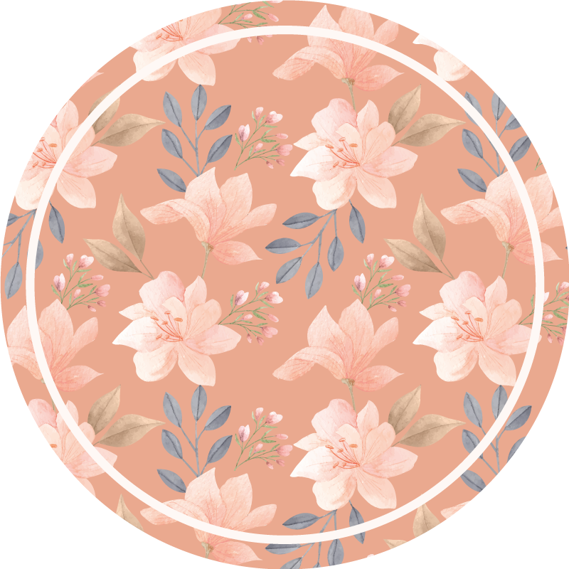 Tapis vinyle plantes motif floral pêche - TenStickers