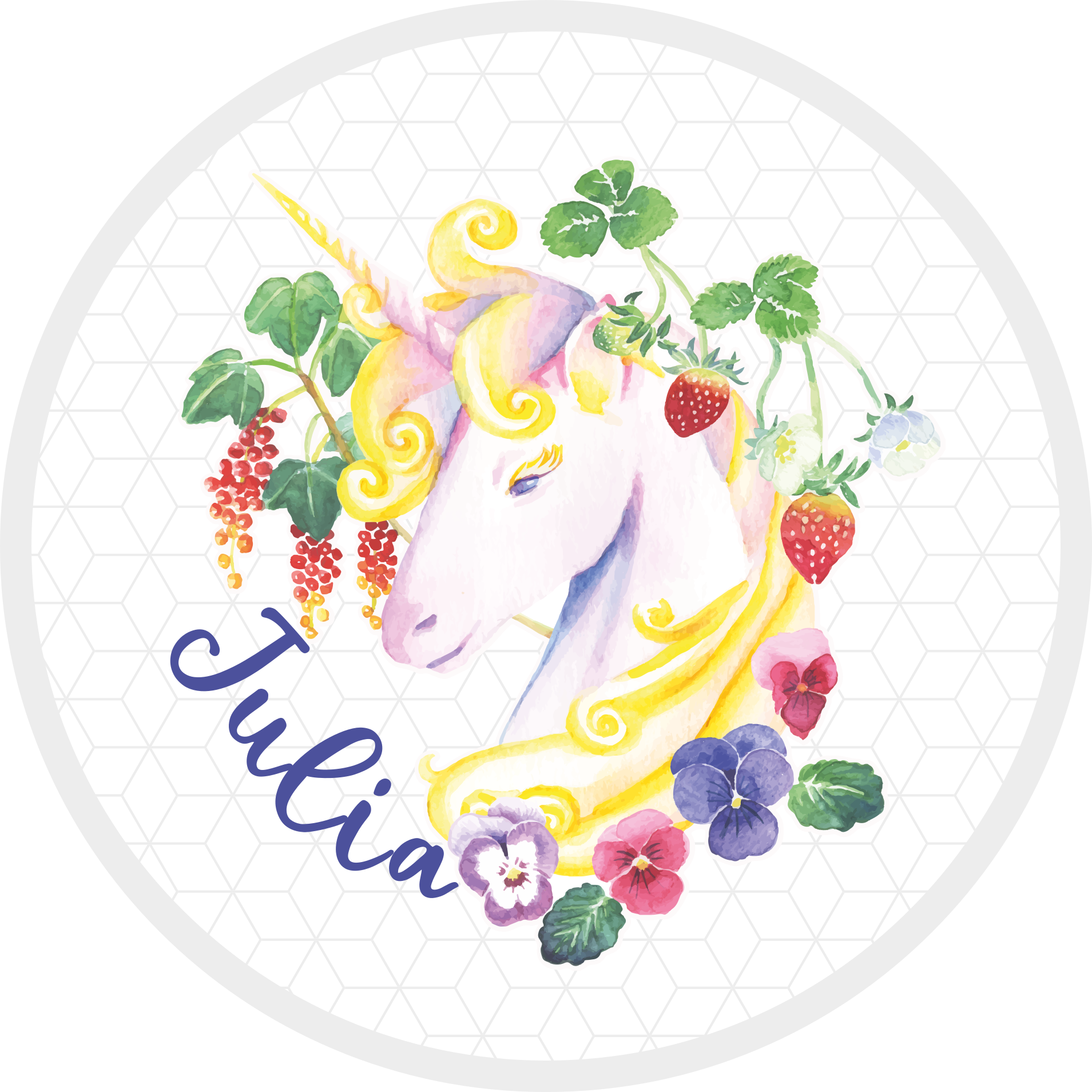 Tapis vinyle ado fleur de licorne personnalisée - TenStickers