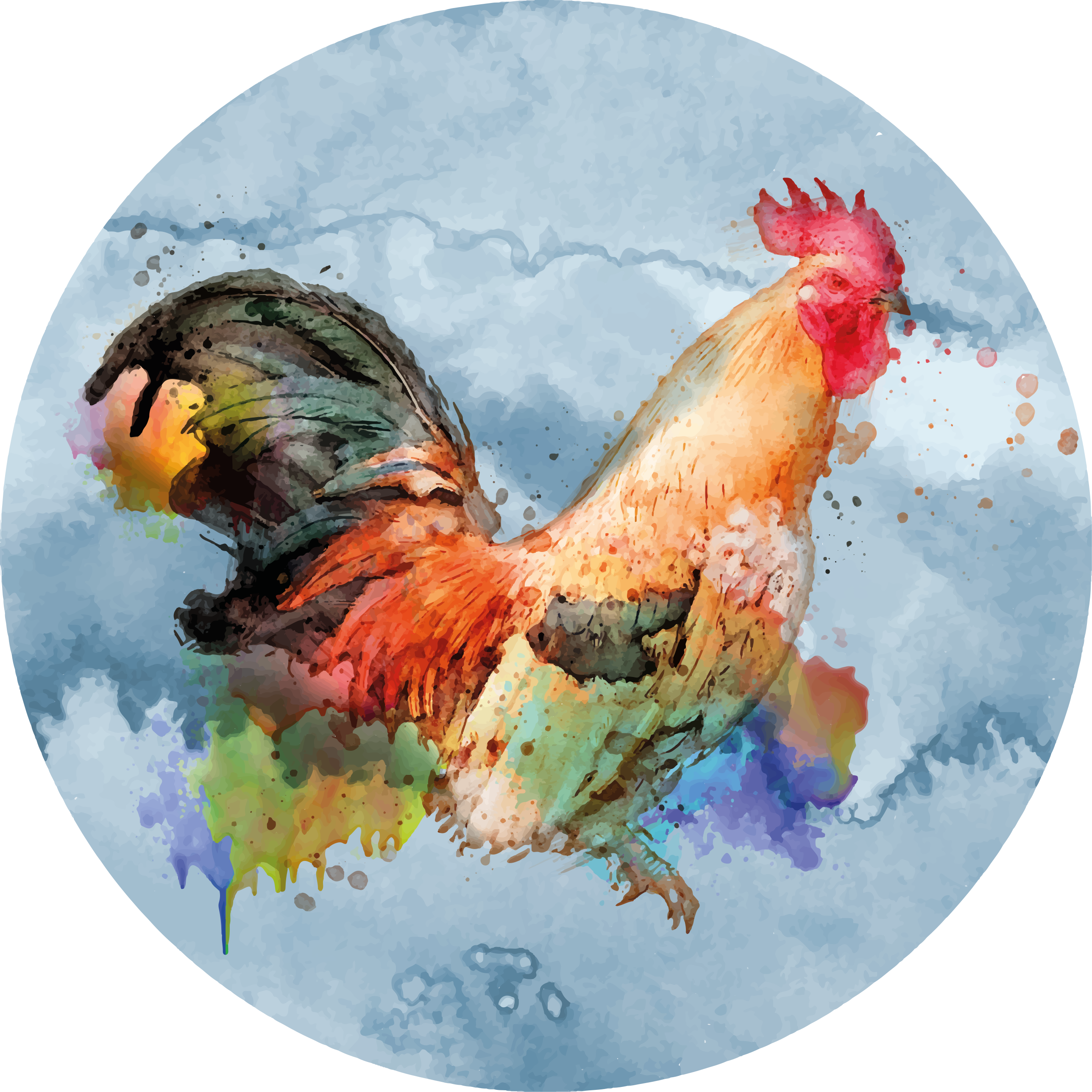Tapis vinyle motif animal coq coloré éclaboussant - TenStickers
