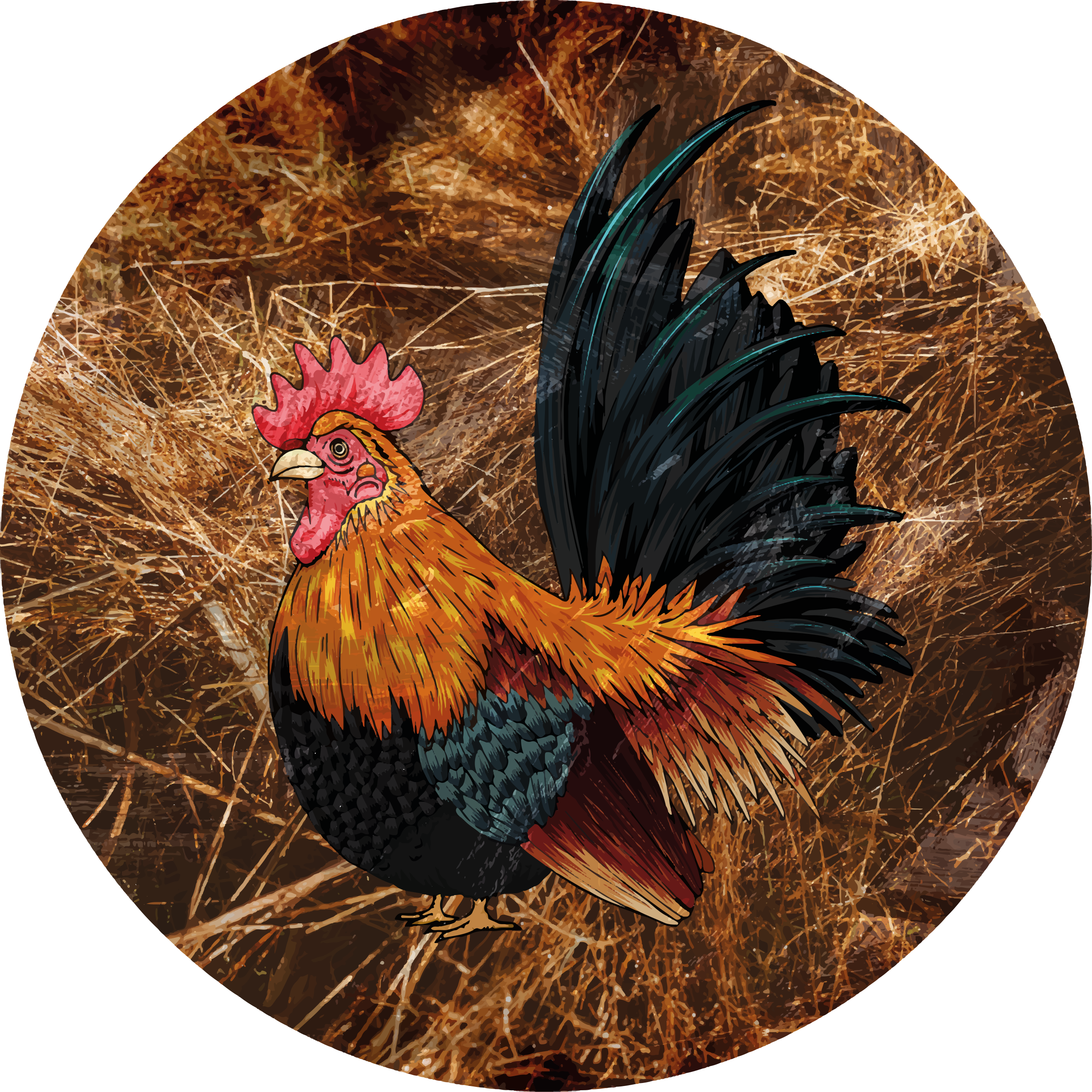 Tapis vinyle motif animal coq coloré - TenStickers