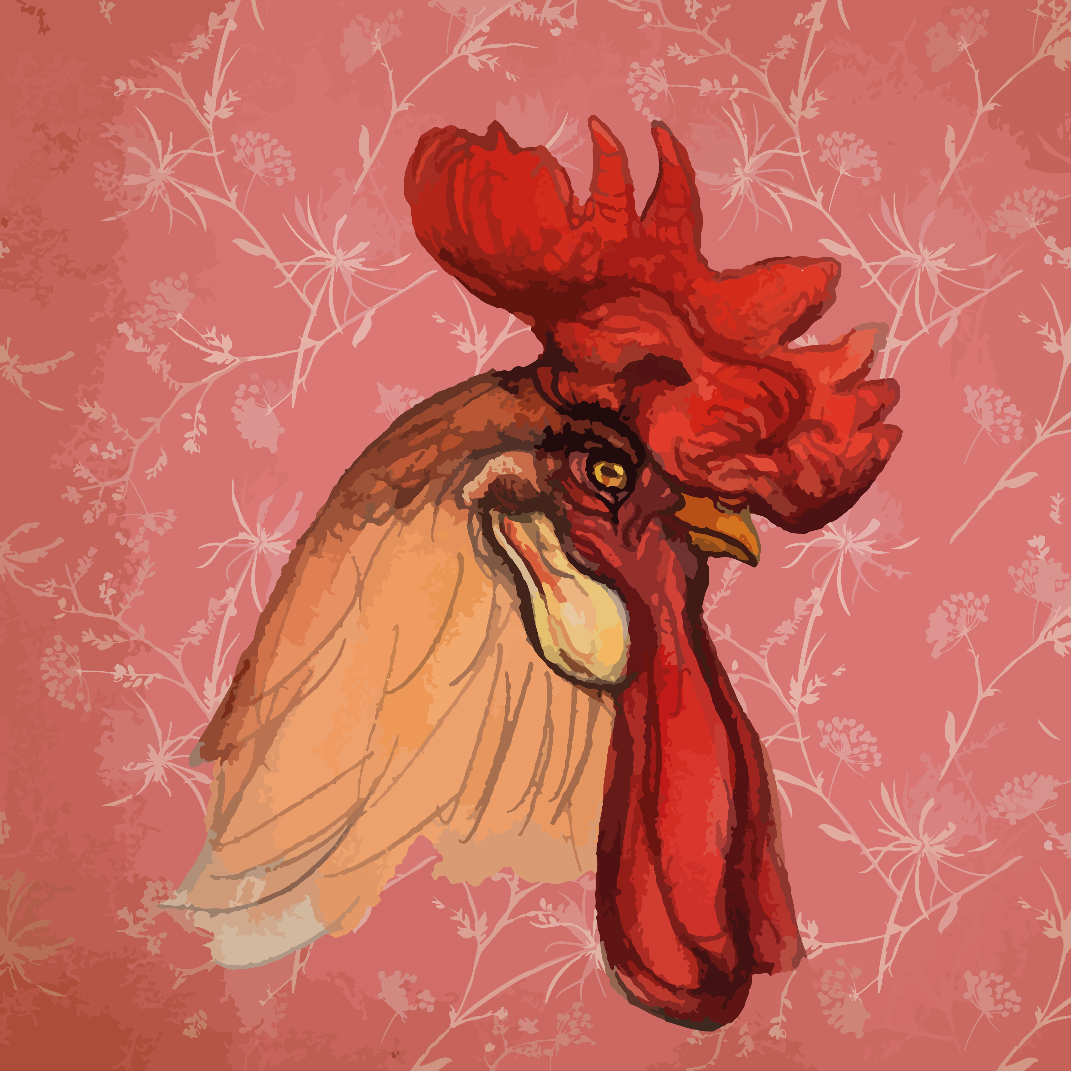 Tapis vinyle motif animal coq floral - TenStickers