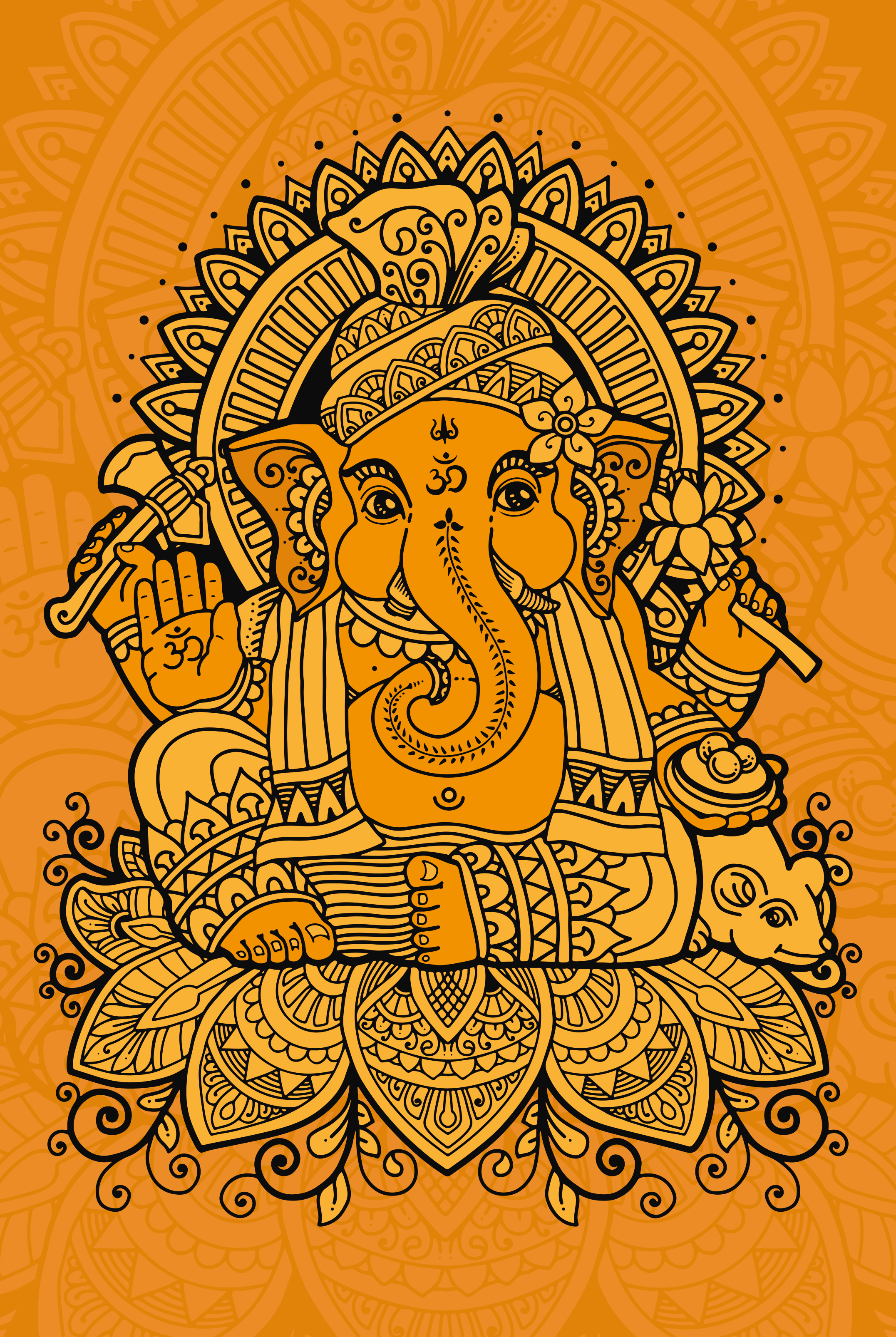 Tapis vinyle éthnique illustration de ganesh - TenStickers
