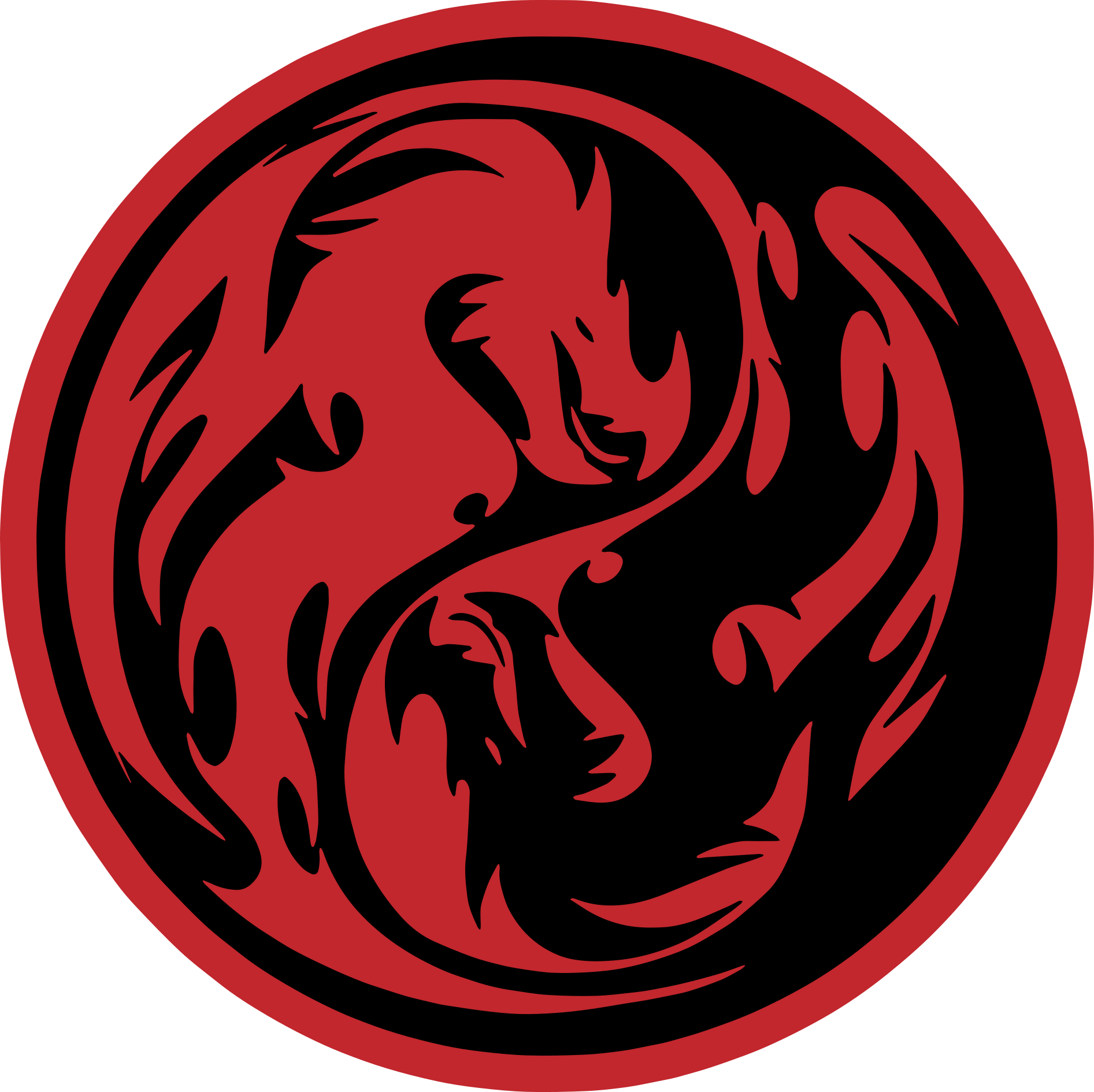 Tapis vinyle rond Dragon noir et rouge yin yang - TenStickers
