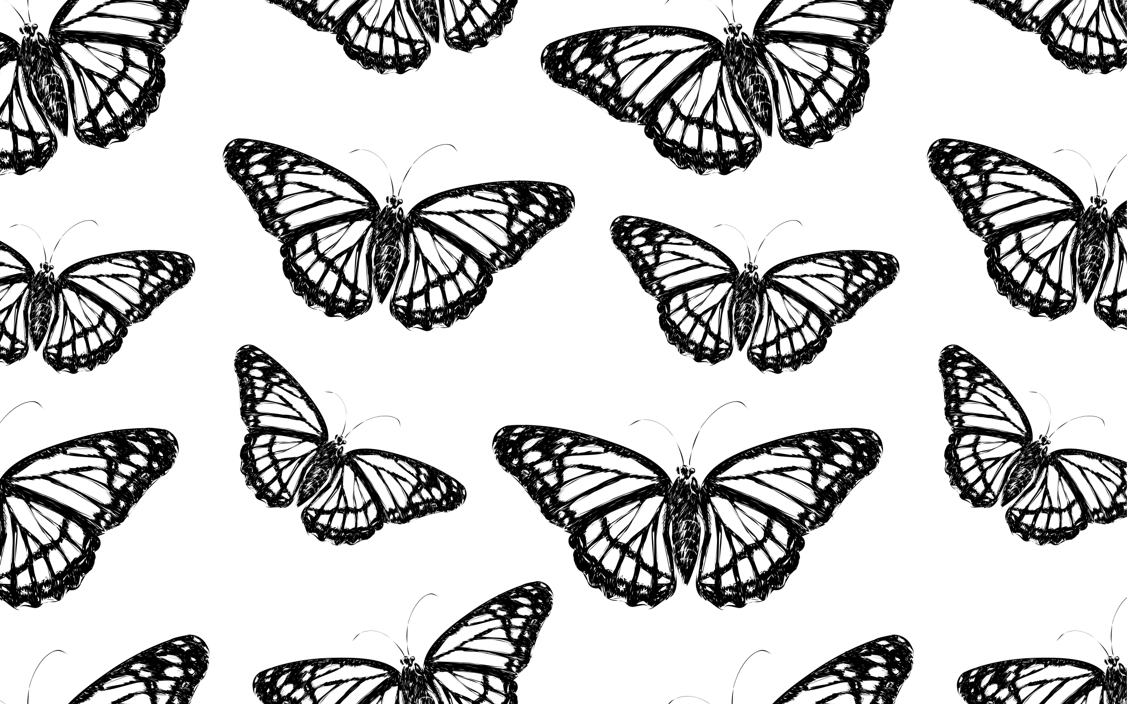 Tapis vinyle animal Aile de papillon noir et blanc - TenStickers