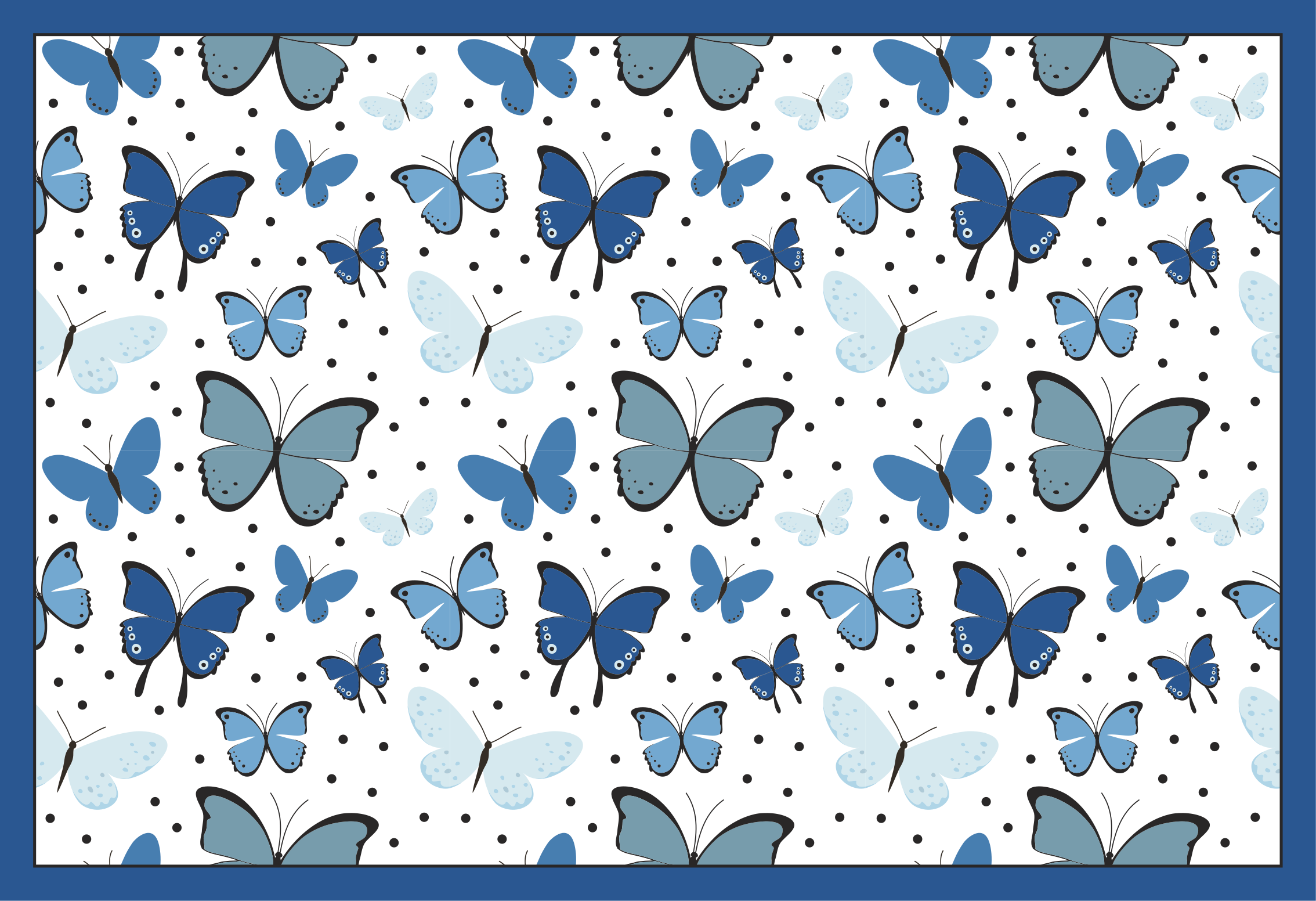 Tapis vinyle plantes motif papillon bleu - TenStickers