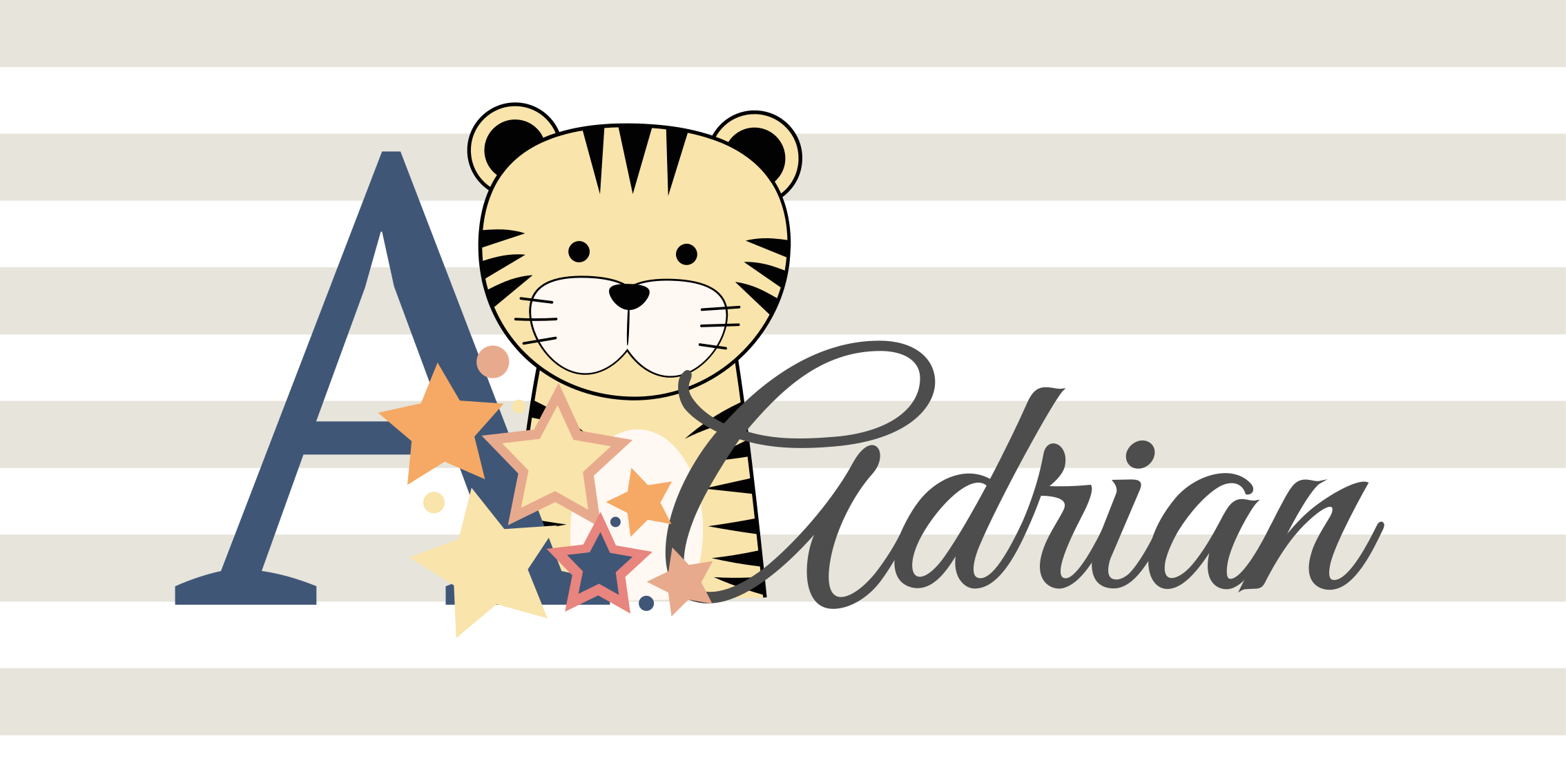 Tapis vinyle bébé tigre rayé avec prénom - TenStickers