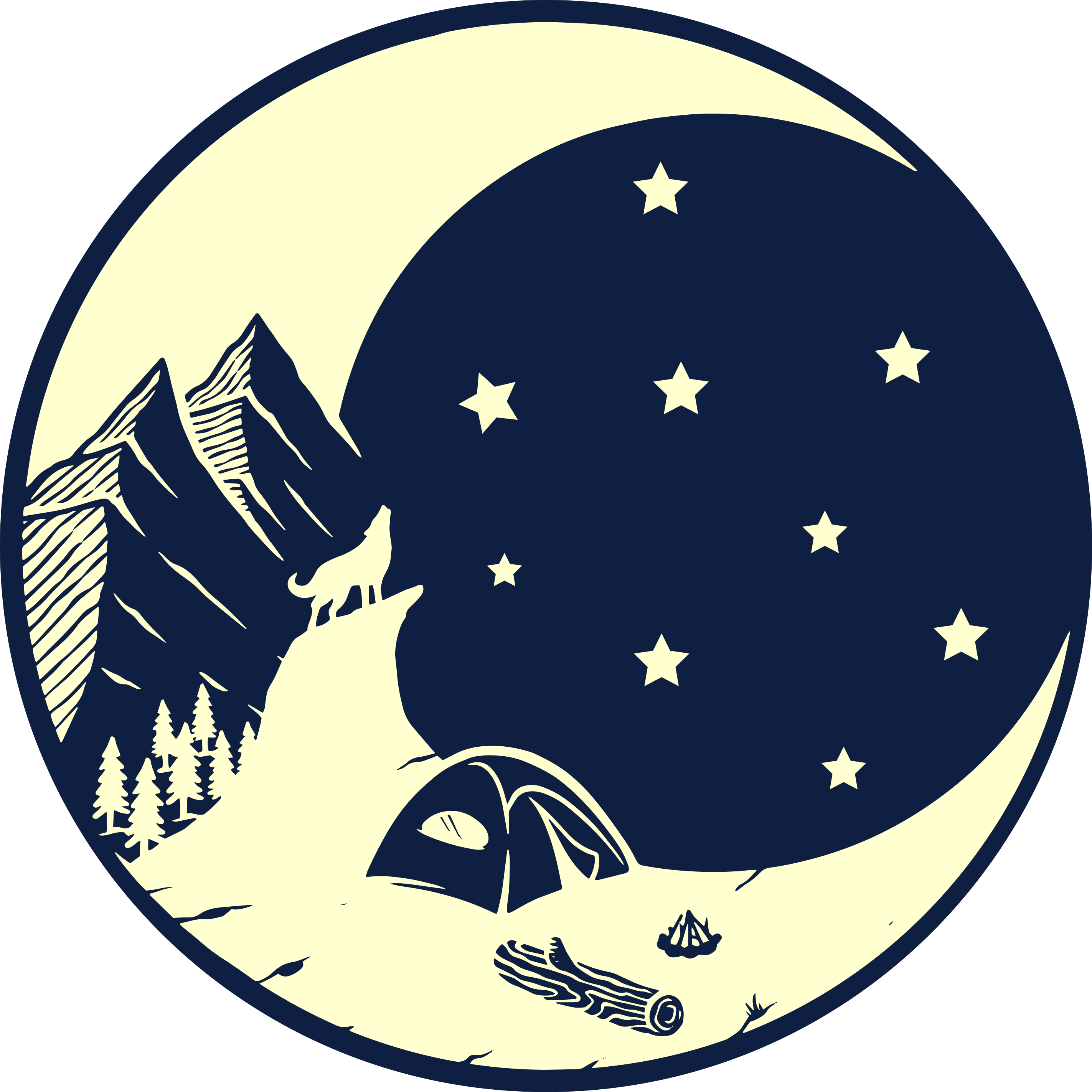 Tapis vinyle nature scène de camping au clair de lune - TenStickers
