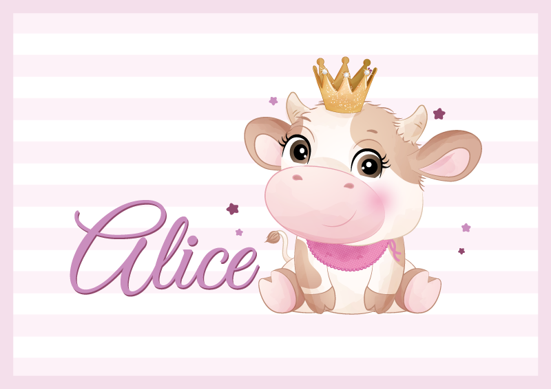 Tapis vinyle personnalisé personnage de vache mignon - TenStickers
