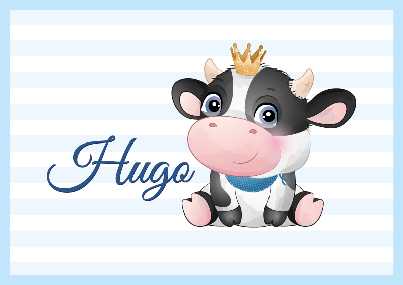 Tapis vinyle bébé vache avec prénom - TenStickers