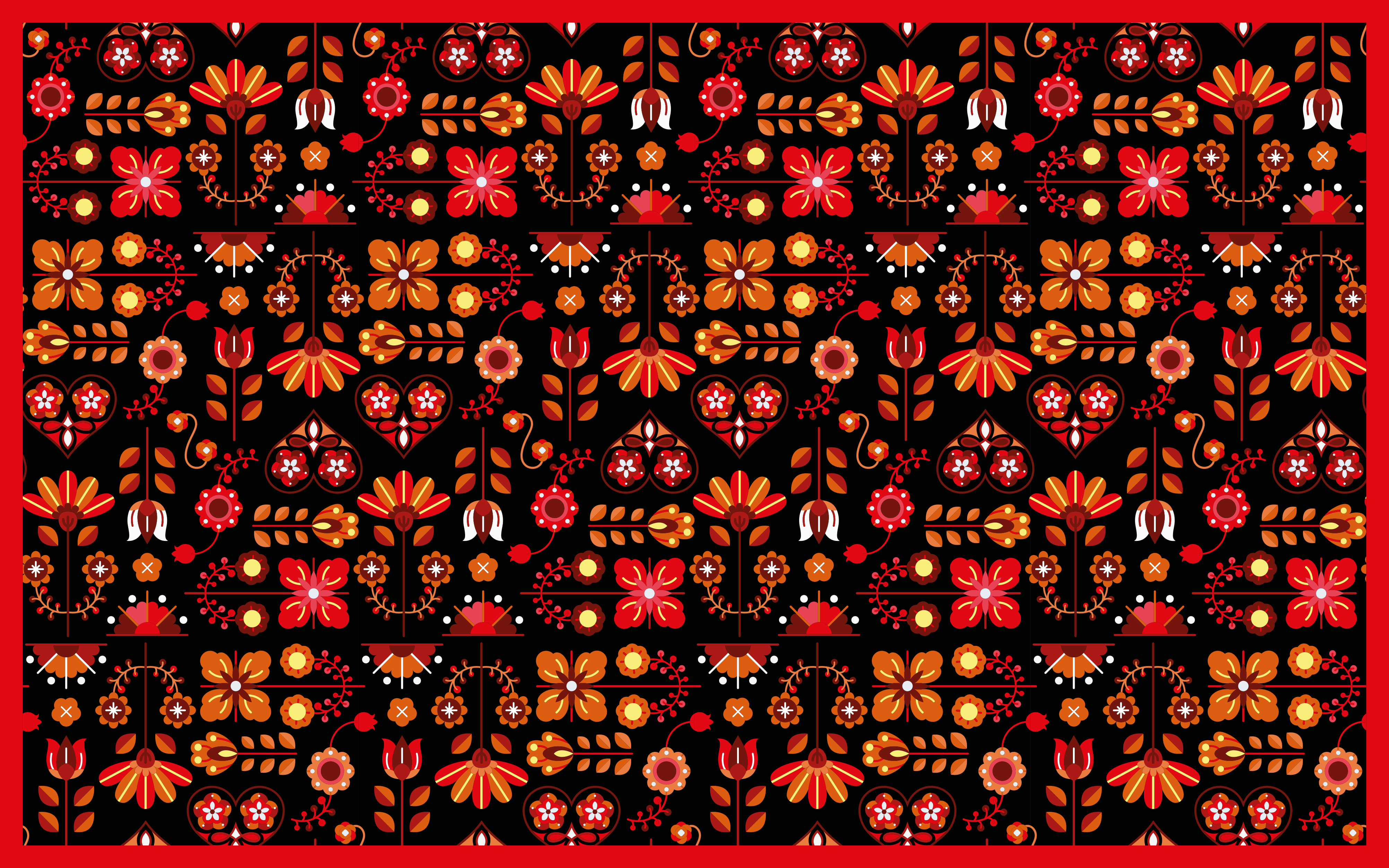 Tapis vinyle salon Ornement folklorique ethnique rouge - TenStickers