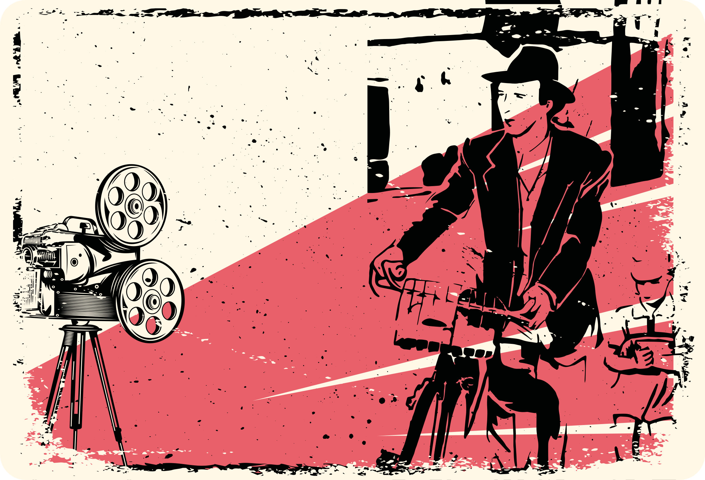 Tapis vinyle salon La vie est belle design avec des personnages - TenStickers