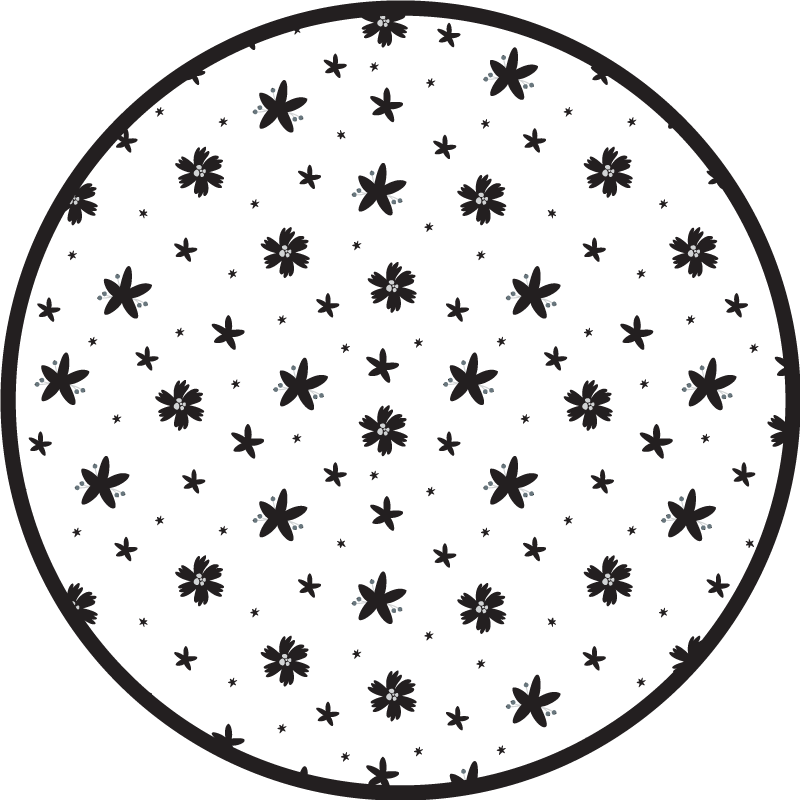 Tapis vinyle rond Encre noir et blanc - TenStickers