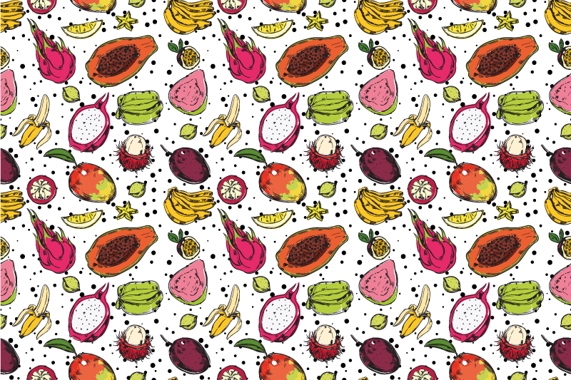 Tapis vinyle plantes motif de fruits tropicaux - TenStickers