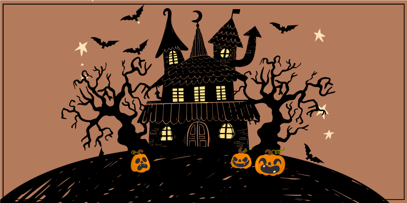Tapis vinyle pour halloween scène de maison hantée - TenStickers