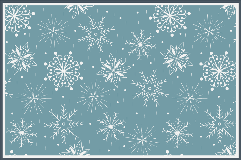 Tapis vinyle salon Flocons de neige bleus et blancs - TenStickers