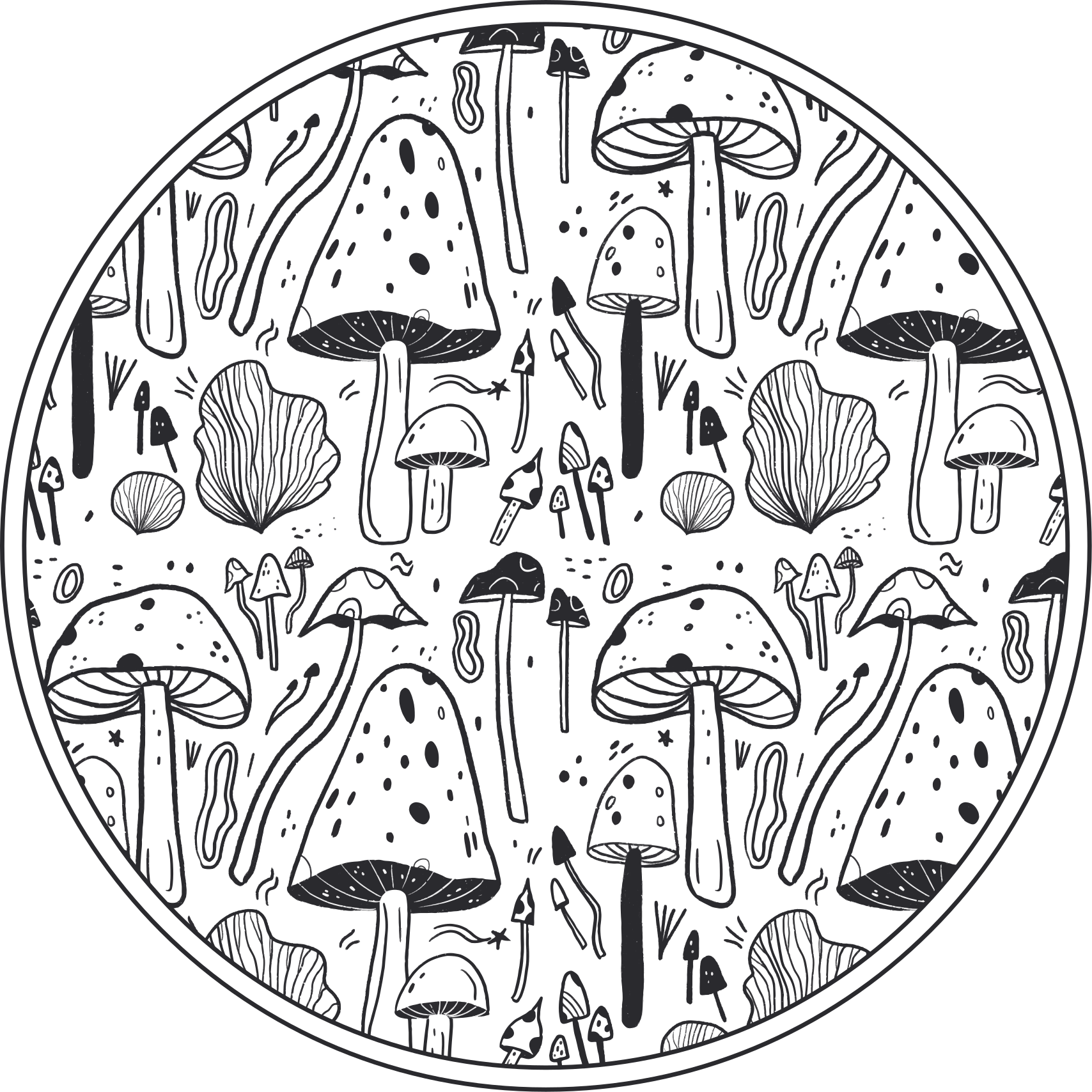 Tapis vinyle nature champignons noirs et blancs - TenStickers