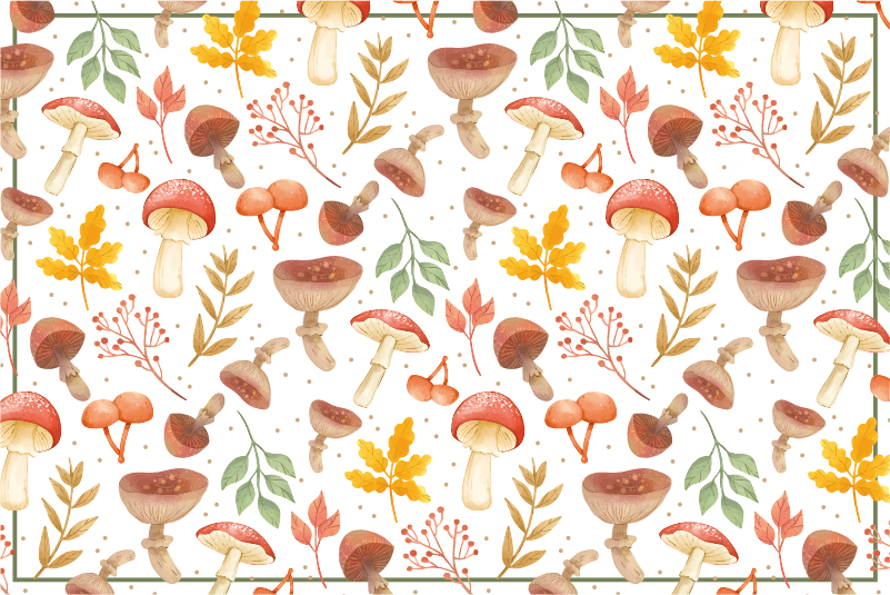 Tapis vinyle nature éléments de champignons colorés - TenStickers