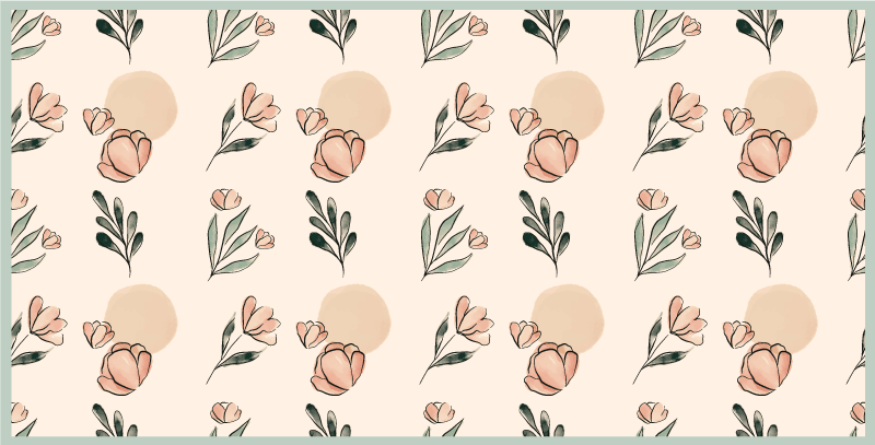 Tapis vinyle plantes nuances à motifs floraux - TenStickers