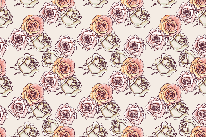 Tapis vinyle plantes motif rose botanique - TenStickers