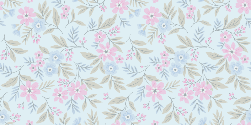 Tapis vinyle plantes motif floral pastel - TenStickers