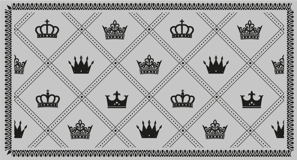 Tapis vinyle gris motif de couronne monochrome - TenStickers