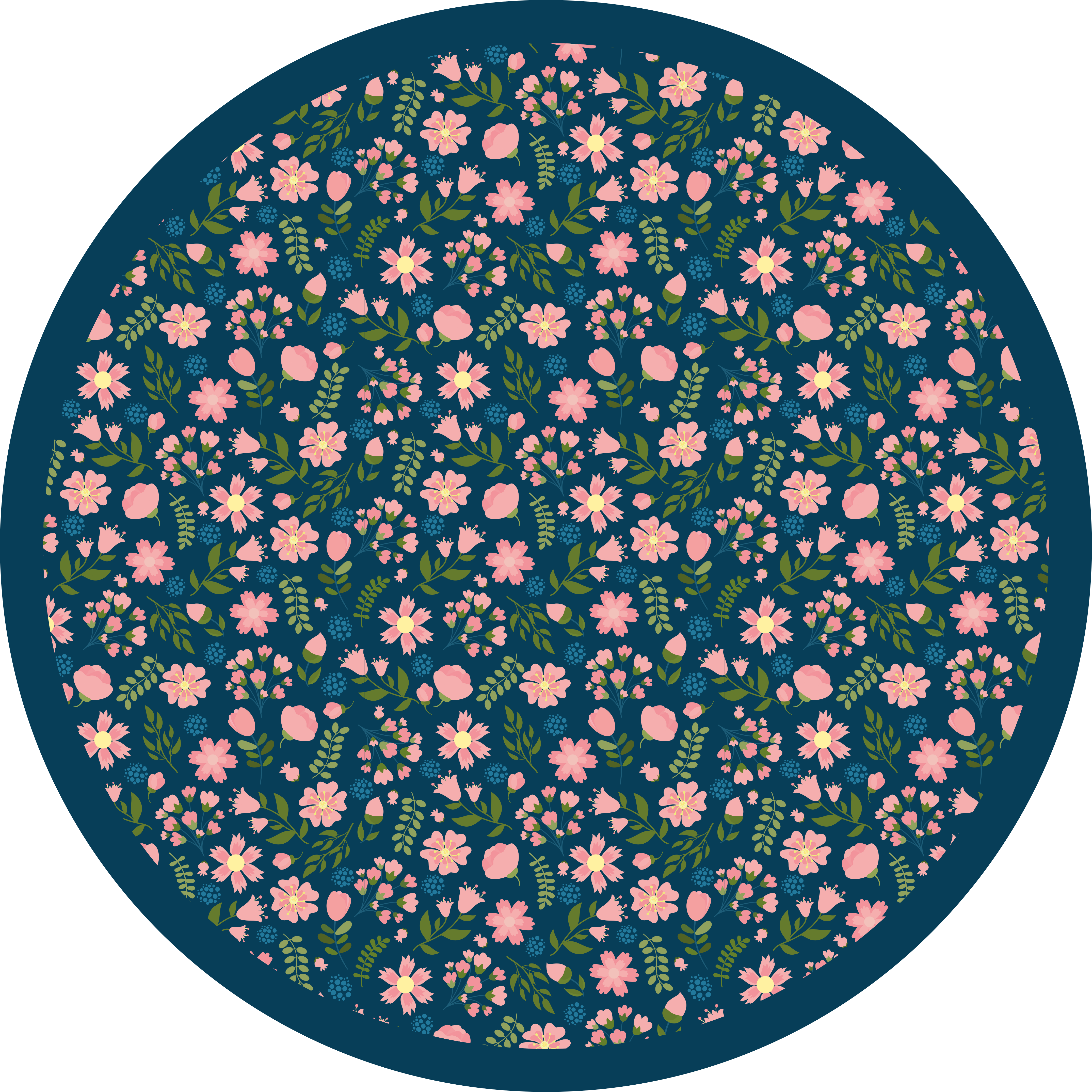Tapis vinyle plantes motif circulaire floral - TenStickers