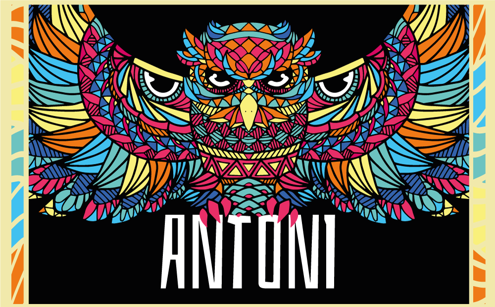 Tapis vinyle personnalisé personnalisation de hibou coloré - TenStickers