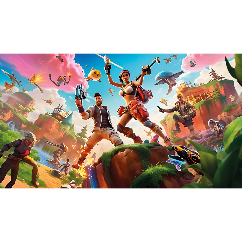 Tapis vinyle chambre les personnages de jeux vidéo en action - TenStickers