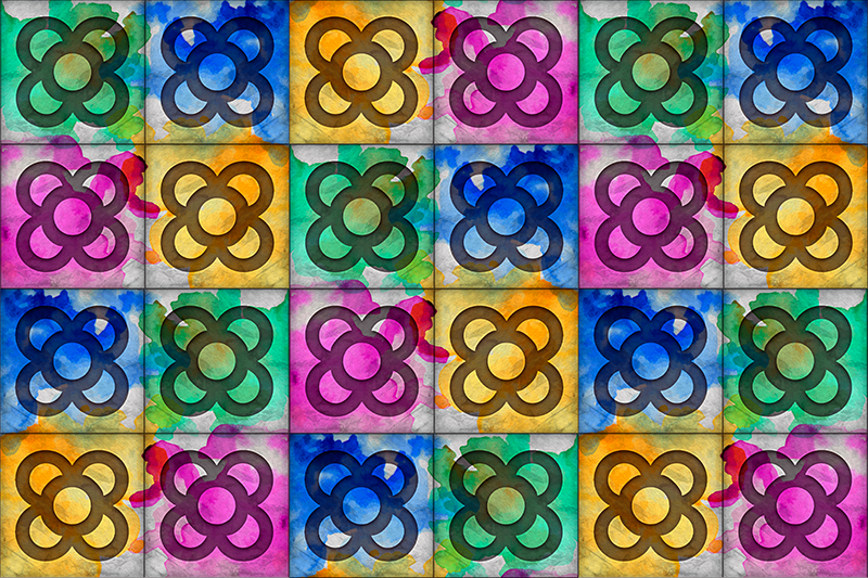 Tapis rétro tuile panot colorée - TenStickers