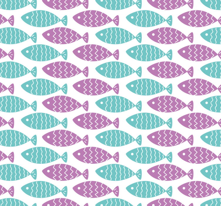 Papier peint chambre bébé motif de poisson géométrique - TenStickers