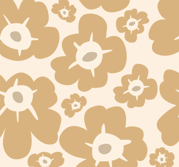 Papier peint floral coquelicots beiges - TenStickers
