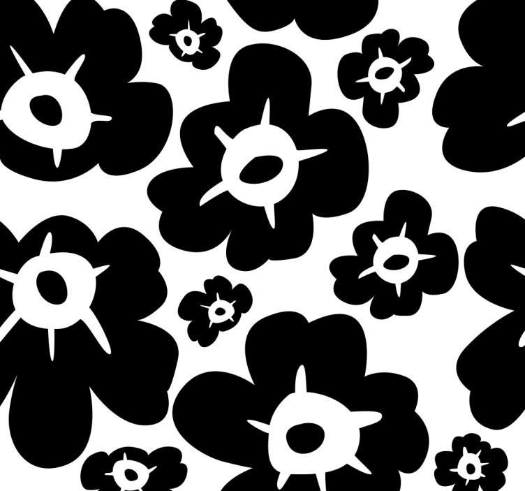 Papier peint floral coquelicot noir - TenStickers