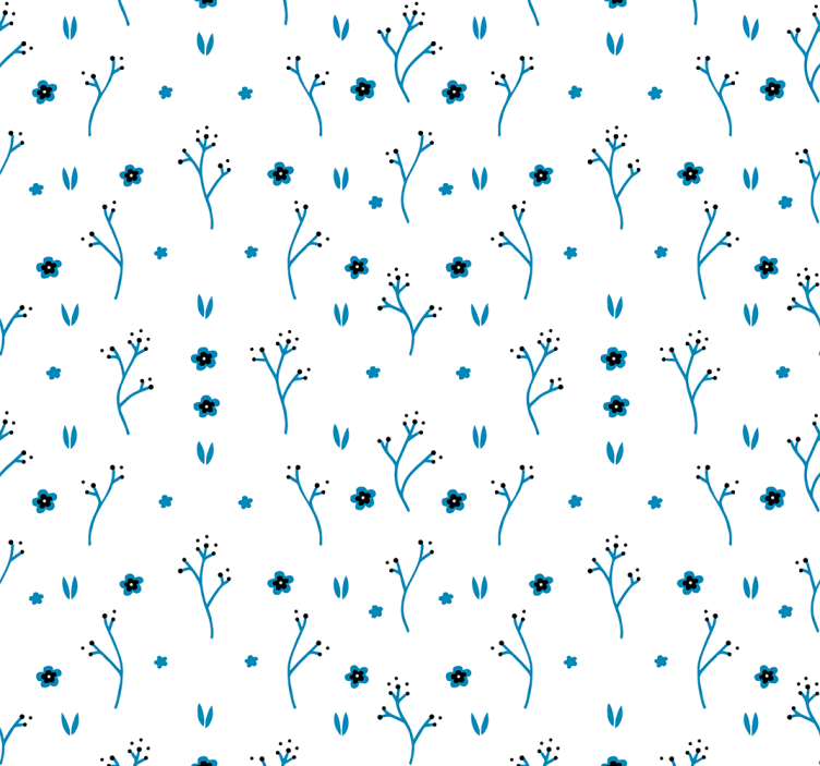 Papier peint floral motifs floraux bleus - TenStickers